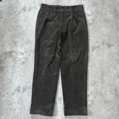 コーデュロイ トラウザーパンツ ツータック 綿 チャコールグレー vintage