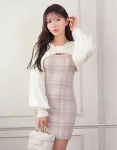 LIP SERVICE リボンフェザーアンサンブルニットワンピース