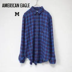 AMERICAN EAGLE チェックシャツ M 青系 長袖