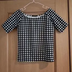最終値下げINGNI 半袖オフショルダー Tシャツ 黒白チェック