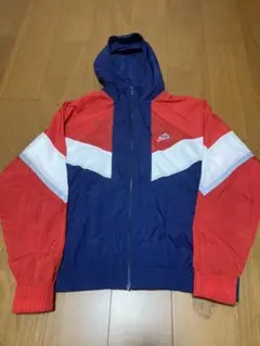NIKE ナイキ ビンテージ 赤青白トリコロール フード付 スエード切替ブルゾン NIKE ナイキ ビンテージ 赤青白トリコロール フード付 スエード