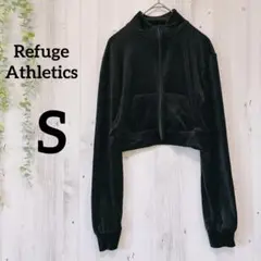 Refuge Athletics ベロア クロップド丈 ジャケット S 黒
