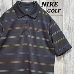 ナイキ　NIKE ゴルフ ポロシャツ 半袖　刺繍ロゴ　ボーダー柄　M