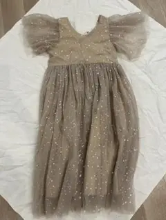 星柄ベージュロングドレス　キッズワンピース