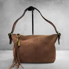 希少 COACH 1421 スエード タッセル ワンショルダーバッグ ピンク