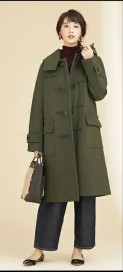 nano・universe　カーキ色のダッフルロングコート　36　極美品