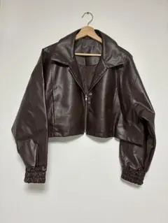 GRL フェイクレザー クロップドジャケット ブラウンのサムネイル
