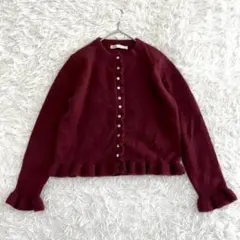 ZARA ザラ フリルニットカーディガン S ボルドー きれいめ 上品