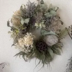 秋色紫陽花のドライフラワーリース モーヴピンク - メルカリ