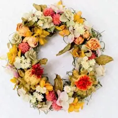 週末セール！紅花のドライフラワーが綺麗なオーバルリース 匿名発送