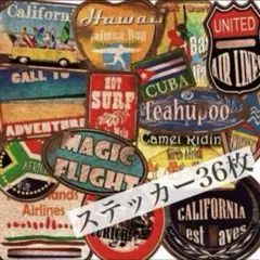 防水ステッカー 36枚セット ヴィンテージ風 サーフ スケボー アメカジ 登山