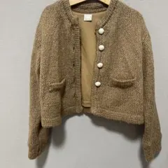 プティマイン　Ｌサイズ　ブラウンニットカーディガン