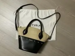 フルラ　トートバッグ　ハンドバッグ 2wayカゴ　黒のサムネイル