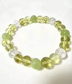 天然石♡ ブレスレット♡カルセドニー　クラッシュクウォーツ　ペリドット