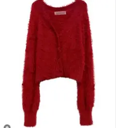 HONEYMEHONEY shaggy cherry cardigan