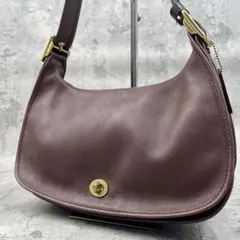 コーチ　サドル　ショルダーバッグ　レザー　ブラウン　ターンロック　9338