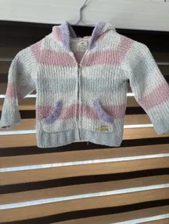 ジェラートピケサイズ100　フード付きボアカーディガン