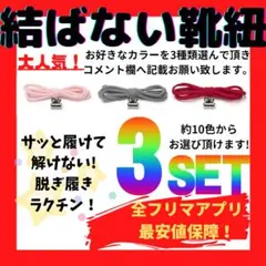 結ばない靴紐！専用袋付き！シューレース！お得な3本セット！♪43