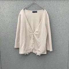 3209【センソユニコ】38♡七分袖カーディガン パールビーズ 花刺繍のサムネイル