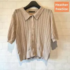 《お得♡》Heather 半袖 ニット ポロシャツ ベージュのサムネイル