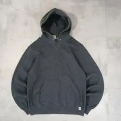 USA古着　Russell Athletic　無地 パーカー　グレー　前V　M