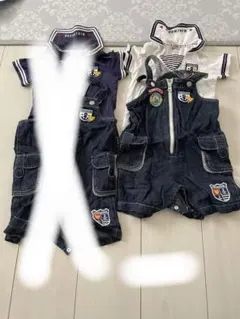 売り切りセール！ミキハウスセーラーカラー100ホワイト　オーバーオール90②