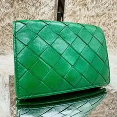 【美品】ボッテガヴェネタ 名刺入れ マキシイントレチャート パラキート RFID