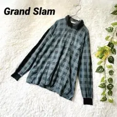マンシングウェア グランドスラム◆チェック柄 ポロシャツ ゴルフウェア 綿 L