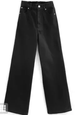 ブラックストレートデニム　ヘビーツイルセミワイドパンツ[fo2007] グレイル