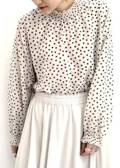 green label relaxing ドット ギャザー ブラウス