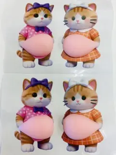 女の子 3D猫お腹ぷにぷにシール 可愛い スクイーズ もっちり 肉球 女子