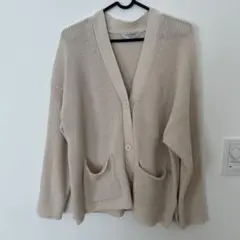 BACK NUMBER ベージュニットカーディガン L