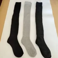 ニーハイソックス 3色セット ソックス 靴下 秋冬 防寒 美脚 足長効果 保温