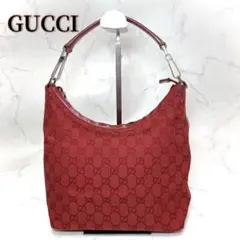 GUCCI GGキャンバス ワンショルダー red 赤 ロゴ レザー ホーボーのサムネイル