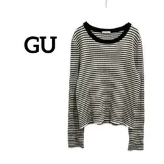 GU/ジーユー 長袖ニットセーター ボーダー柄 クルーネック Sサイズ
