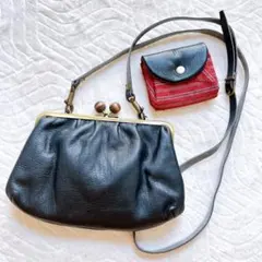 革小物　ショルダー　バッグ　財布　がま口　セット
