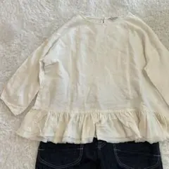 美品⭐︎Samansa Mos2 クロップド丈ブラウス　フリル裾　綿麻混