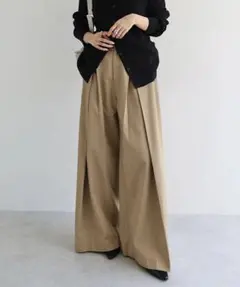 アンドミー　ツイル タック チノ ワイド パンツ M