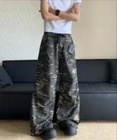 FreeZone ワイドシルエットミリタリー カーゴパンツ