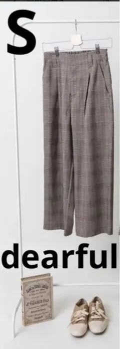 dearful グレンチェックワイドパンツ S