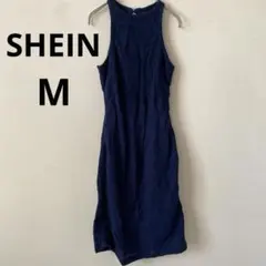 美品✨SHEIN【M】レディース トップス ノースリーブ ワンピース ネイビー