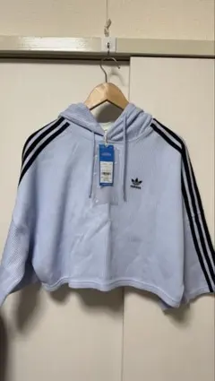 新品adidas ICS4600 ライトブルー クロップドパーカー L