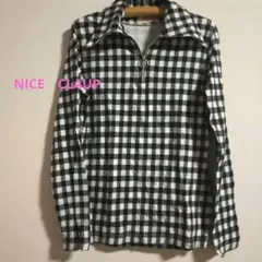 NICE CLAUP 長袖ブロックチェック ハーフジップ　カットソーのサムネイル