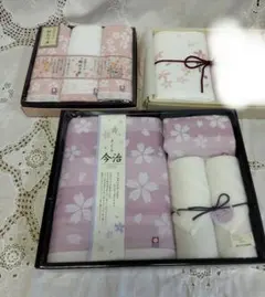 未使用品　さくら柄タオルセット　バスタオル　フェイスタオル　ハンドタオル