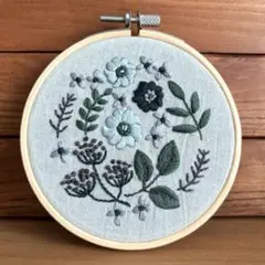 刺繍　ハンドメイド　刺繍フレーム　11㎝　ジャルダン　yulaの刺繍　樋口愉美子