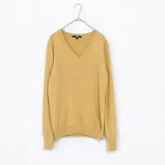 UNIQLO／カシミヤVネックセーター／人気色イエロー／M