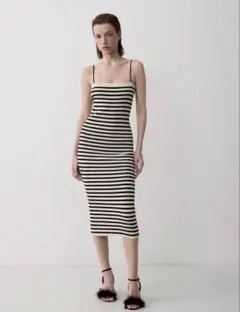 SHEIN ボーダー ニットワンピース ノースリーブ