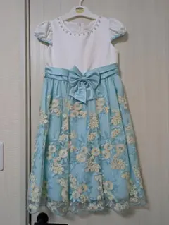【新品】マザウェイズ ☆ 花柄 刺繍 フォーマルドレス ミント 130cm