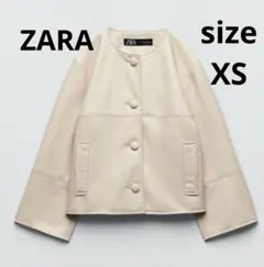 ZARA フェイクレザー　ノーカラージャケット