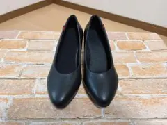 ブラック パンプス 23.5cm 太ヒール 安定感あり 通勤 仕事用 シンプル